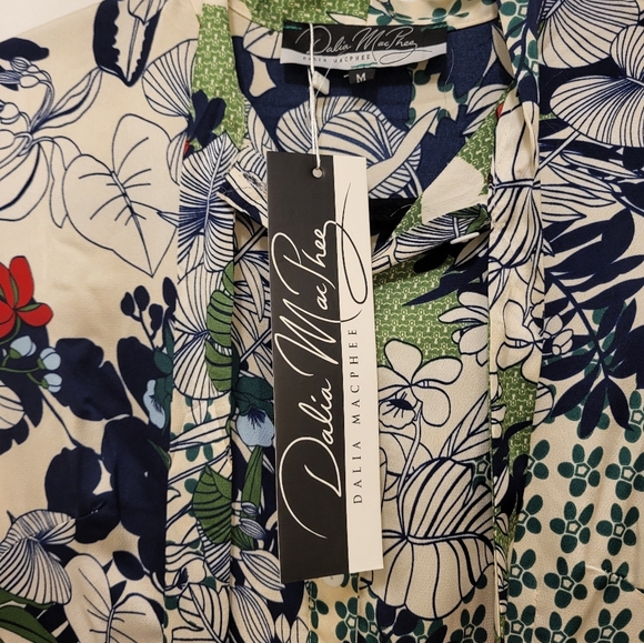 Dalia Macphee Tie Neck Printed Midi Dress Size Medium - Picture 10 of 16